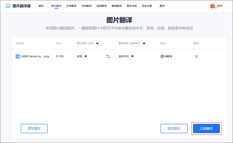 开始翻译