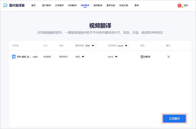 开始翻译