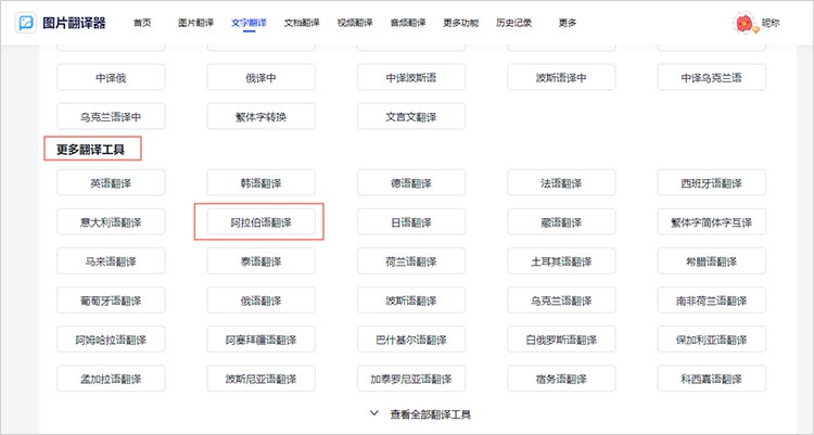 进入对应翻译页面