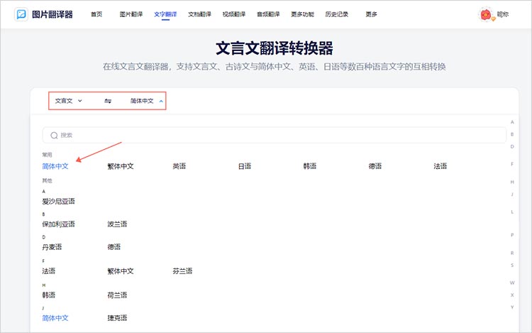 调整翻译语言